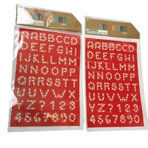 Alphabet Number Glitter Stickers Red Candy Cane Christmas 2 Sheets 104 Total NEW